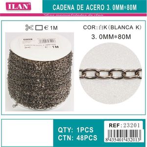 Catena in acciaio Iln 3,0 mm x 80 m colore bianco K per artigianato - Product Image 1