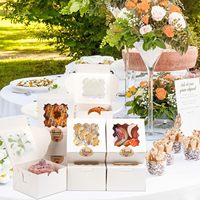 Boîtes à cupcakes pliables avec fenêtre ondulée, en papier blanc, pour petits gâteaux, muffins, beignets, emballage cadeau pour fêtes