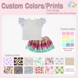 Conjuntos de Ropa de Verano para Niños, Camiseta de Manga Corta con Lentejuelas Coloridas <span class=keywords><strong>y</strong></span> <span class=keywords><strong>Falda</strong></span>, para Niñas de 1 a 5 Años - Product Image 3