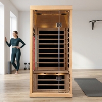 Ruang Sauna Uap Basah Inframerah Jauh Kayu Hemlock/Cedar Merah dengan Panel Kontrol Komputer dan Jendela Transom - Komersial Multiguna untuk Gym