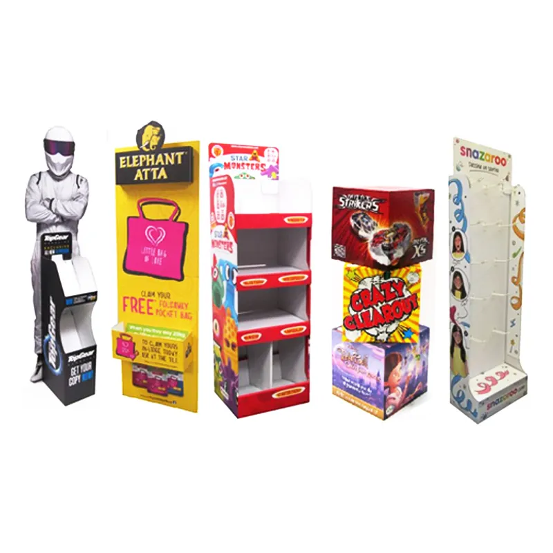 Custom Print POP Products Shop Stand En Carton Display Recycling Shelves Candy Retail Portable POS Cardboard Floor Standee Rack