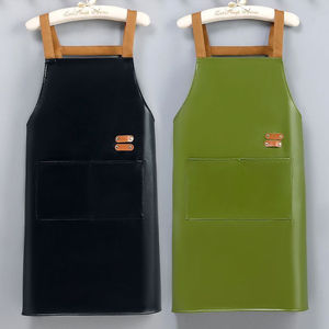 Tablier en cuir PU, imperméable et résistant à l'huile, adapté à la cuisine et à la maison, ceinture longue pour homme, tenue de travail, restauration - Product Image 2