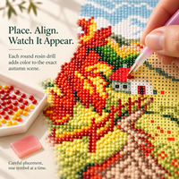 Kit de Peinture Diamant 5D Écologique KS Craft Golden Autumn Cottage, Perles Rondes, Scène Feuilles d'Automne, Décoration Maison DIY, Cadeau
