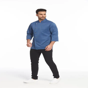 カスタムインドネシアイタリア日本人シェフユニフォームセットデニムTWILLジャケットコートユニセックスショートデザインレストランバーホテルホテル - Product Image 6