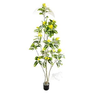 Albero Artificiale a Forma di Pagoda su Larga Scala, Fiore in PVC Morbido Ecologico, Pianta in Vaso <span class=keywords><strong>Verde</strong></span> e Gialla per Interni/Esterni - Product Image 5