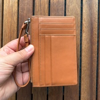 Bagus wanita ramping RFID kartu kasus pemegang gelang Zip ID Case dompet kecil kulit dompet koin dompet dengan gantungan kunci
