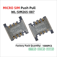 WECONN WL-SIM265-087 Connecteur de carte Micro SIM SMT Push-Pull, hauteur 2,65 mm, boîtier LCP haute température, connecteur de carte SD personnalisable