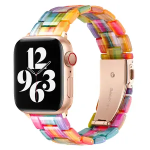 Drie Kralen Smart Vervanging Horloge 1 2 3 4 5 6 Se 7 8 Keramische Verwijderbare Hars Hars Horloge Band voor Nieuwe Apple Iwatch 8 Se