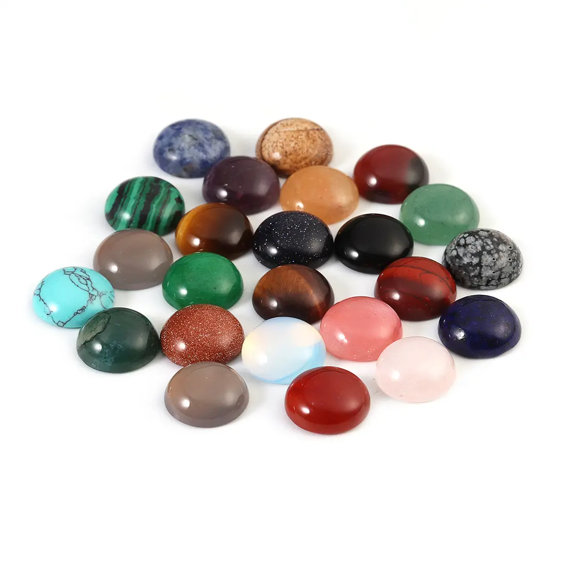 PANGEM natural gemstone and semi precious stone round calibrated cabochons 6-25 mm for jewelry setting and mounting 50 options