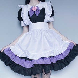 Disfraz de Cosplay de Sirvienta Japonesa, Delantal Negro y Morado, Lazo, Diadema con Patas de Gato, Vestido Lolita para Adultos, Disfraz para Actuaciones, Primavera 2025, 100% - Product Image 3