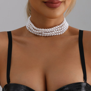 เครื่องประดับแนวชายแดนสไตล์ยุโรปและอเมริกันแบบบาร็อคระดับสูงสร้อยคอไข่มุกเทียมหลายแถวแบบแฟชั่นน้ำหนักเบา - Product Image 3