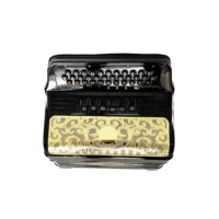 Accordéon diatonique professionnel OEM JB3412E en bois, 34 boutons, 12 basses, 6 registres, corps noir brillant, boutons grillagés dorés, portable