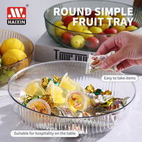 Haixin Assiettes rondes en plastique de 10 pouces, réutilisables, plateau alimentaire de cuisine, assiette en PET transparente, salade, collations, bonbons, légumes, fruits, assiette pour fête