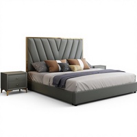 Lit rembourré de luxe en acier inoxydable, tissu velours moderne, cuir, lit double, lit king-size, cadre de lit