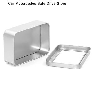 Petite boîte de rangement rectangulaire en métal argenté pour bijoux, boîte vide en métal avec couvercle, boîte à pilules, bonbons, articles divers, boîte en fer pour la maison - Product Image 4