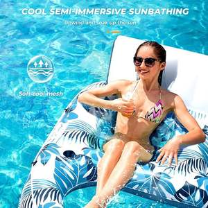 Balsa flotante inflable para dos parejas, tumbona para piscina, colchoneta flotante para piscina exterior, cama flotante. - Product Image 5