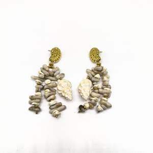 Boucles d'oreilles pendantes bohèmes tendance en acier inoxydable 316L plaqué or PVD, design perles coquillages durables et résistantes, pour femme, style bohème - Product Image 1