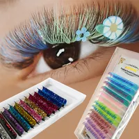 Abonnie 2022 new arrivals fashion glitter lash extensions coloured lashes tray private label ombre color eyelash extension