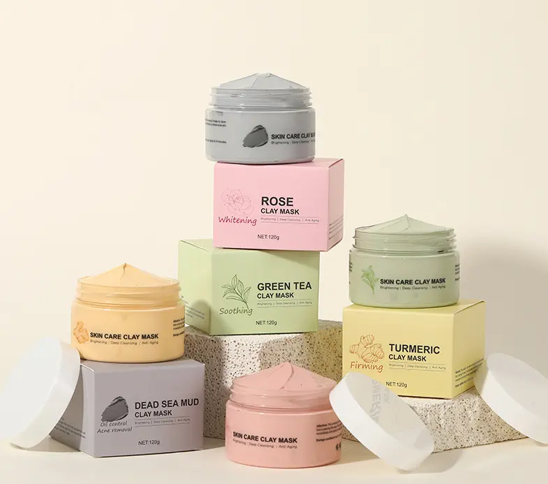Fornitura di fabbrica Private Label per la cura della pelle del viso maschera di fango pulizia profonda per migliorare la purificazione dell'acne tè verde maschera di argilla facciale