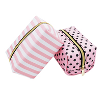Pochette de maquillage 4 en 1 en PVC transparente portable grande capacité Sac à cosmétiques fermeture à glissière motif de dessin animé pour voyage pour la toilette