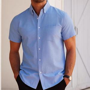 Của nam giới ngắn tay áo oxford Áo sơ mi nút xuống cổ áo của nam giới cotton oxford Áo Sơ Mi Ngắn Tay Áo kinh doanh thường cộng với kích thước của áo sơ mi nam - Product Image 1