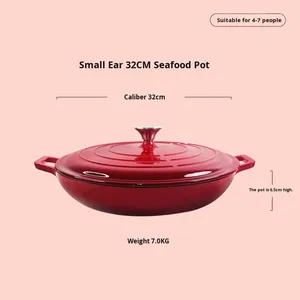 Marmite en fonte de 32 cm, isolée, non revêtue, pot à sec, design moderne, cuisinière universelle - Product Image 6