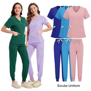 Comfortable Stretch Quick-Drying Short Sleeve Scrubs Uniform Set Unisex Moisture Wicking Hospital Workwear Split Set - Product Image 1