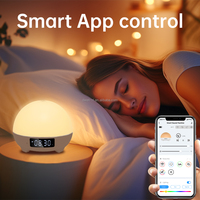 Réveil intelligent à bruit blanc avec contrôle par application, veilleuse RGB, batterie rechargeable, détection de température et Wi-Fi pour adultes