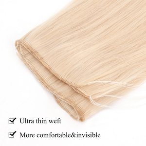Extensiones de cabello ultrafinas invisibles con trama cosida a mano, 100% cabello humano real, suave, ligero, sin costuras, para mujeres. - Product Image 5