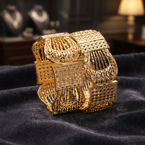 Venta al por mayor Dubai 14K 18K 24K chapado en oro moda Kada brazaletes, formando brazaletes joyería para mujeres, latón oro relleno Kada brazaletes. - Product Image 6