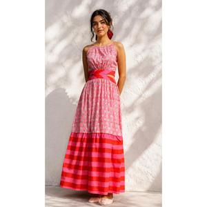Vestido Rosa sin Tirantes para Mujer, Estilo Natural Mirage, para Otoño |   Vestido Casual de Algodón para Fiesta con Bolsillos |   Vestido de Moda Personalizable para Mujer - Product Image 1