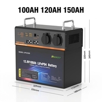 Batterie solaire LiFePO4 12,8 V 100 Ah à décharge profonde avec onduleur à onde sinusoïdale pure pour stockage d'énergie domestique et UPS