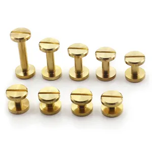 Solid Brass Binding Chicago Screws Nail Stud Rivets For Photo Album Leather Craft Studs Belt Wallet Fasteners 8mm/10mm Head