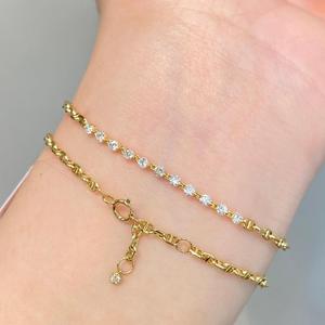 Pulsera Xinfly de Oro Puro de 18K con Diamantes, Eslabones Marineros, Cadena de Ancla con Pavé de 0.40ctw, AU750, Joyería Fina Retro Apilable para Mujer - Product Image 6