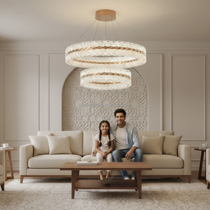 Lámpara de Araña Moderna para Sala de Estar, Estilo Medio Oriente, 50+80cm, Diseño Único de Doble Anillo, 200W, Iluminación Ultrabrillante, 2026 - Product Image 1
