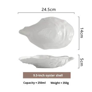 Creative Hotel Tableware Sashimi Oyster Shell Plates Pure White Porcelain <b>Microwave</b> Safe Minimalist Design Glazed Plate - Product Image 6
