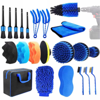 Ensemble de 26 brosses de nettoyage automobile, kit de nettoyage des roues et des pneus pour l'intérieur et l'extérieur des voitures