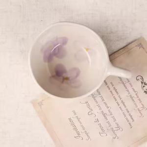 Tasse à petit-déjeuner en céramique faite à la main, nouvelle tasse à flocons d'avoine pour thé au lait, cadeaux de cuisine en poterie pour femmes, tasses à thé et soucoupes - Product Image 2