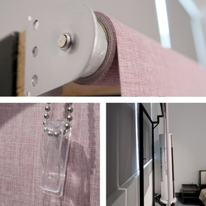 Cortinas enrollables simples con flecos, cortinas recubiertas de tela de <span class=keywords><strong>lona</strong></span> con patrón Vertical, persianas de instalación de ventanas - Product Image 3