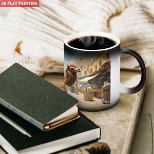 Mug en céramique noir givré 11 oz, changeant de couleur à la chaleur, tasse vierge, cadeau de remerciement pour clients d'entreprise - Product Image 3