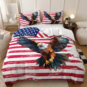 Juego de Funda Nórdica con Estampado Digital 3D Personalizado, Imagen del Día de la Independencia, Bandera <span class=keywords><strong>Roja</strong></span>, Blanca y Azul, Totem de <span class=keywords><strong>Águila</strong></span> - Product Image 6