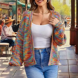 Cardigan Casual da Donna Autunnale a Maniche Lunghe, Maglione in Maglia con Effetto Sensoriale, Design alla Moda in Stile Casual - Product Image 2