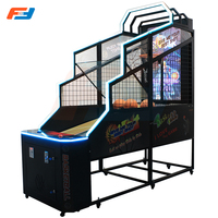 Machine de jeu d'arcade de basketball commerciale d'intérieur avec cadre métallique, interface en anglais, fonctionnant à pièces, pour enfants