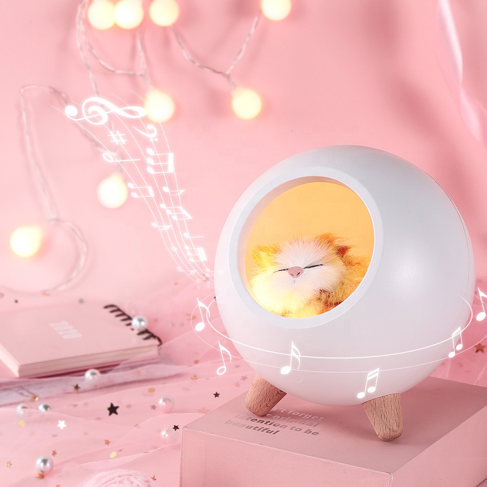 Спальня настольная мини перезаряжаемая USB деревянная Светодиодная лампа настроения с динамиком