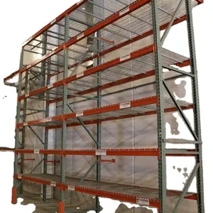 仓库存储镀锌50*100网眼扩口型网眼尺寸钢金属丝网甲板，用于托盘架长盘散装货架