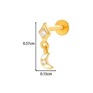 Yw G23 Titan & Thép Đá Quý Labret Lip Bar Nhẫn Cubic Zircon Hoa Tai Sụn Vòng Xoắn Ốc Xỏ Vít Phù Hợp Với Top 16G - Product Image 5