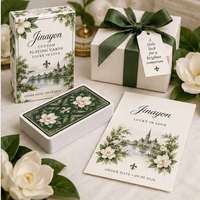 Cartes à Jouer Personnalisées pour Mariage, Style Portrait Aquarelle Magnolia de Louisiane, Jeu de Cartes en Papier, Service Tout-en-un