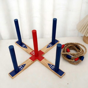 Jeu de lancer d'anneaux en bois pour la maternelle, jeu éducatif d'extérieur pour les enfants de 0 à 24 mois - Product Image 1