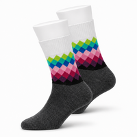 Chaussettes en coton à motif losanges, colorées, décontractées, avec logo personnalisé, douces, respirantes, fantaisie, tendance