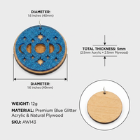 Pendentif personnalisé vintage Ciel étoilé Géométrique Phases de lune |   Ornement superposé en résine acrylique scintillante bleue pour boutique B2B